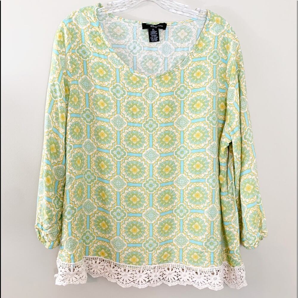 Riley + James Floral Boho Tunic Top Size XL